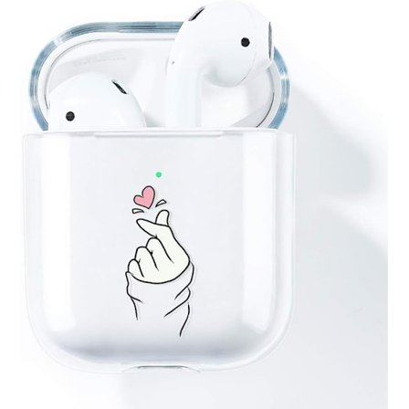 AirPods-etui, kompatibelt med AirPods 2 og 1 gjennomsiktige silikonbeskyttende deksel AirPods-etui (Front LED synlig) Støtsikkert etui søtt Pa