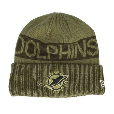 New Era - NFL Grön cuff Beanie - Miami Dolphins NFL Salute To Service Green Knit Cuff @ Hatstore