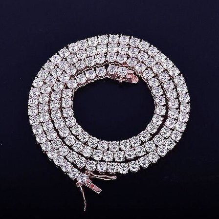 4 mm 5 mm 6 mm 1 rad tenniskedja Zirkon Halsband Hip Hop Smycken Guld Färg Koppar Material Män Rock Link 18 tum 20 tum