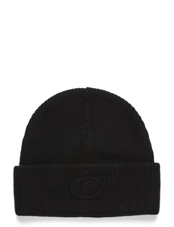Coach Accessories Embossed C Knit Beanie - Black - ONE SIZE