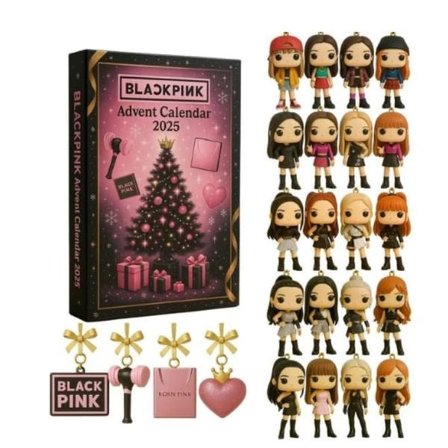 BLACKPINK 2025 Adventskalender Blind Box – 24 dagers julekalender med akrylhengende ornamenter for tredekorasjon