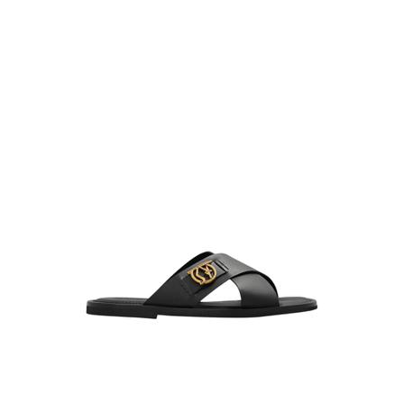 Salvatore Ferragamo, Logan slides Zwart, Heren, Maat:40 EU,leer