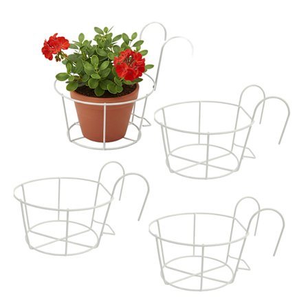 Set med 4 hängande krukor med krokar för balkong