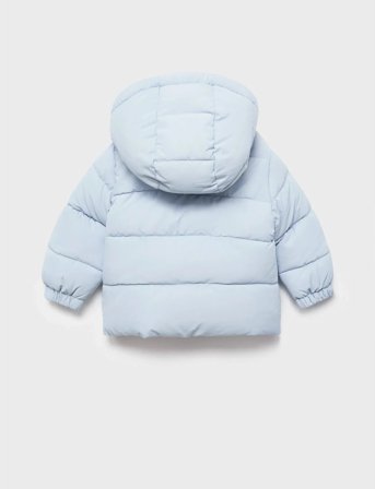 Mango Anorak With Shearling-Effect Hood - Blue - 3-6M