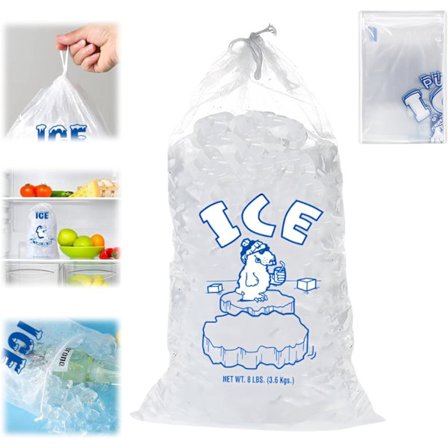 Kraftige isposer med snøring - Gjenbrukbare isterningposer for oppbevaring i ismaskin (10 stk)