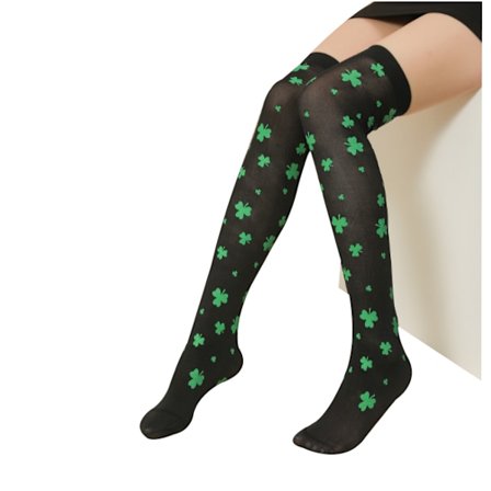 St. Patrick's Day Gröna Shamrock-randiga knästrumpor