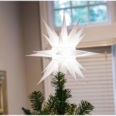 14" LED Moravian Star Julgransprydnad - Lyssterk Hvit Julgransstjerne - (Hvit LED)