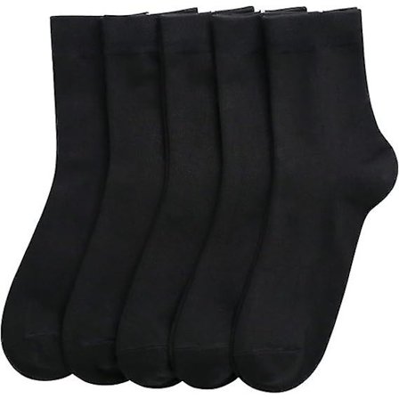 Kvinder Tynde Bambus Sokker Crew Letvægts Over Anklen Casual Kjole Sok Til Damer Bootie Bukser 5 Par/Farve: Sort/Størrelse:Medium