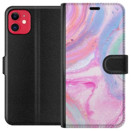 Kompatibelt Plånboksfodral till Apple Apple iPhone 11 Abstrakt pastellfärgad marmorkonst med flytande akryleffekt i rosa, blått och grönt för mod