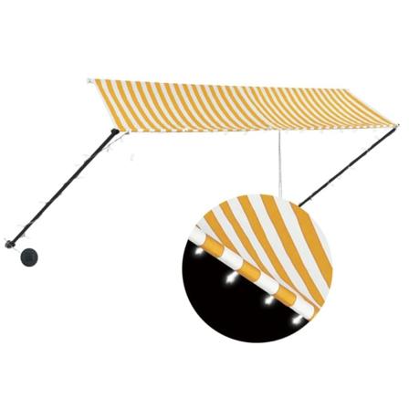 Vidaxl Infällbar Markis Med Led 350x150 Cm Gul Och Vit Gul