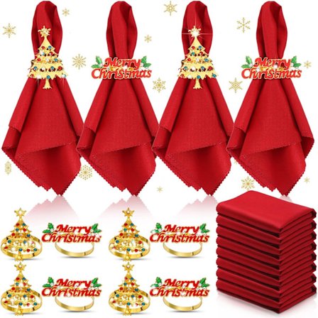 16 ST Julservetter och Set 8 ST Röd tvättbar jul