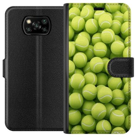 Kompatibel Tegnebogsetui til Xiaomi Xiaomi Poco X3 NFC Mønster af grønne tennisbolde i høj detalje, sporty motiv med gentagende tekstur og stærke