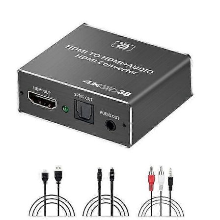 HDMI Audio Extractor HDCP CEC + Optisk TOSLINK SPDIF + 3.5mm RCA Audio Converter 4K x 2K 3D HDMI Au