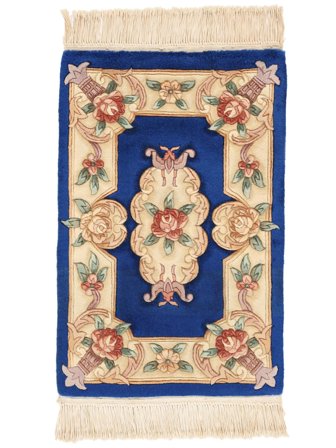 60X90 Tapis Chinois 90 Line D'orient Beige/Bleu Foncé (Laine, Chine) Carpetvista