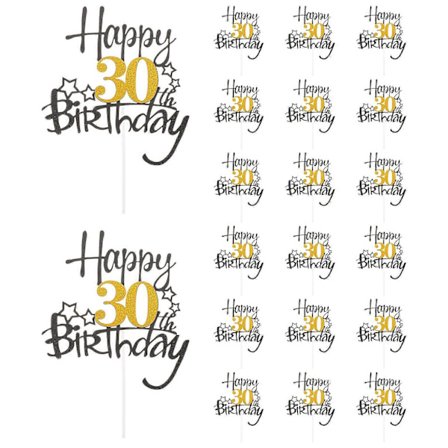 20 st Glitter Grattis på 30-årsdagen Tårtdekoration - 30 år Tårtdekoration för Födelsedagsfest Jubileumsfest Dessertdekorationer Tillbehör [D]