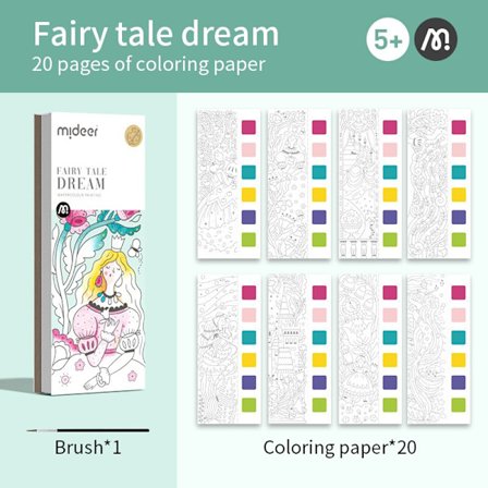 Mideer Farvebog 20 Sider Akvarel Papir Hvid Karton