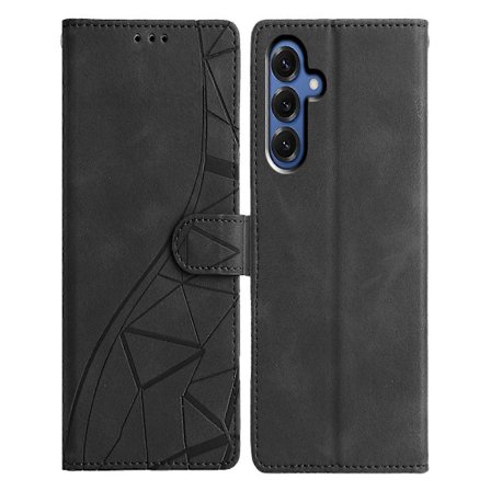 Kompatibel med Samsung Galaxy S25 Etui Pungstativ Præget Trekantsmønster Læder Telefon Flip Etui-lingling} Multicolor