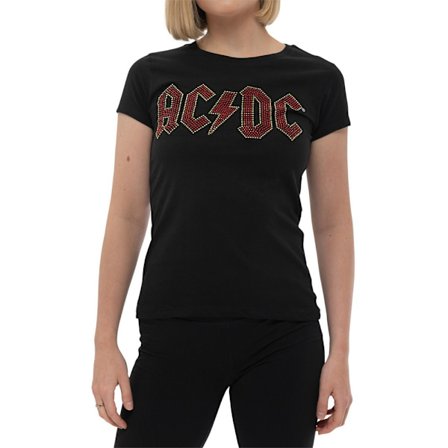AC/DC Dam/Kvinna Utsmyckad Logotyp T-shirt L Svart