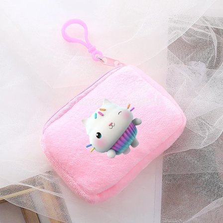 Gabby Dukkehus Pung Tegneserie Sød Simpel Sød Mønt Lynlås Tegnebog Mode Firkantet Candy Color Plys hovedtelefontaske Fødselsdagsgave