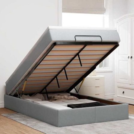 Maison Exclusive - Ottoman sängram med ljusgrå madrass 120x190 cm tyg