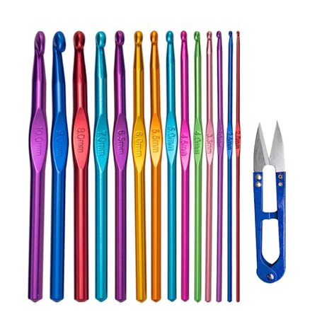 003-Alumiininen virkkuukoukkusetti Neulontatyökalut Monivärinen virkkaus