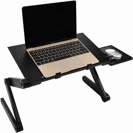 Ideal Swan Laptop Stand Foldbart Sengebord Laptop Stand Sengebakke Hældende Læsestativ til Sofa, Bog, Magasin og Morgenmad - Sort