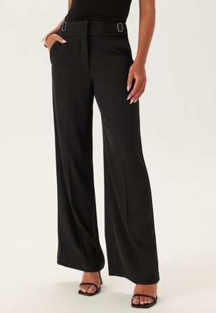 Bubbleroom - Wide Leg Adjustable Trousers - Black - Kläder
