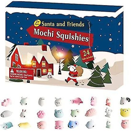 Julekalender, 24 Mochi Squishies, Genanvendelig, Gave Til Drenge Og Piger (FMY)