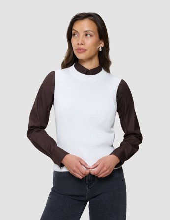 Shaping New Tomorrow - Female - Fine Knit Rib Vest - Off White - Size XXL