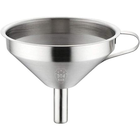 Trakt i rustfritt stål 10 cm, trakter i matkvalitet, enkel å oppbevare med ringholder, tåler oppvaskmaskin (10 cm, rustfritt stål)