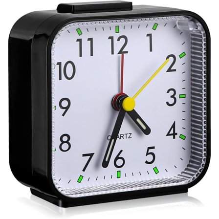Analog Stille Ikke-Tikkende Vekkerklokke Snooze-Funksjon og Nattlysfunksjon Beste Reisevekkerklokke Bærbar Vekkerklokke