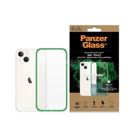 PanzerGlass ClearCase antibakteriell veske Military Grade for iPhone 13/14/15 - gjennomsiktig grønn