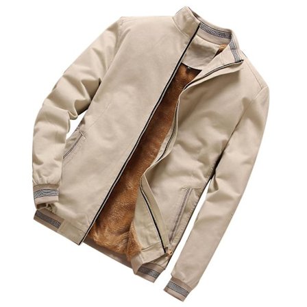 Herre Tyk Fleeceforet Vinterjakke Ståkrave Lynlås Lukning Kort Frakke