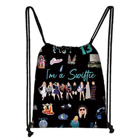 Taylor Swift Swiftie Tryck PE Dragsnöre Väska Barn Sport Simning Skola Ryggsäck Resa Ryggsäck 17