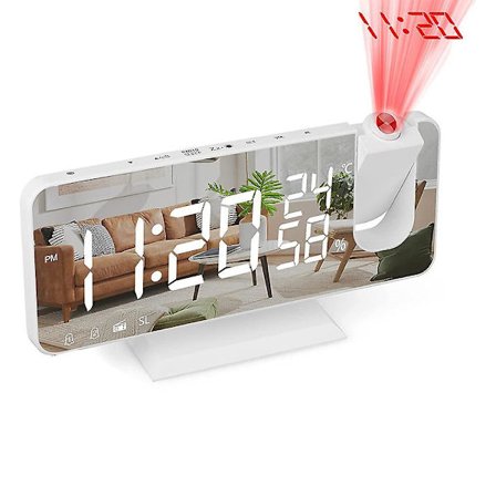 Projection Alarm Clock For Bedroom Ceiling Digital Alarm Clock Radio With Usb Charger Ports, Led Screen Alarm Clock, 4 Dimmer, Dual Alarm Clock With 2