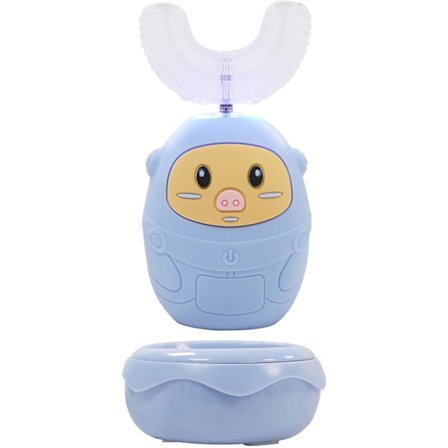 U-shaped Children's Electric Toothbrush (2-8 Years Old), Ipx7 Waterproof, 3-speed Cleaning Mode (blue)