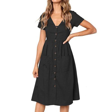 Grön Blå A-line Casual Dam Sommar Vintage Kort Ärm