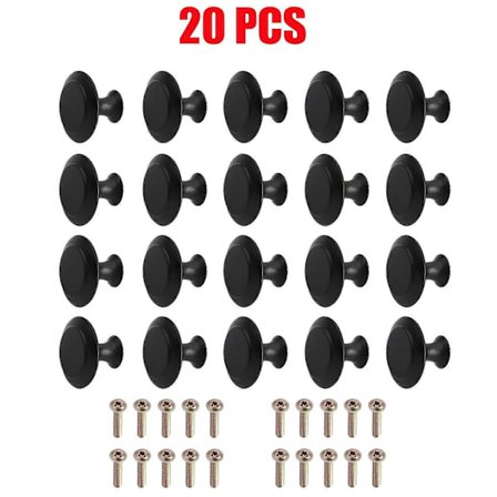 20-pak Mattsorte Skuffeknapper, Skuffeknapper, Møbelknopper, Kommodeknopper, Prikker til Køkken, Skabe, Skuffer, Kommoder, Døre, Pels [DB]