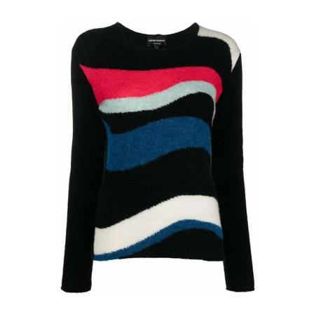 Emporio Armani Round-neck Knitwear , Zwart , Dames , Maat: XS Truis