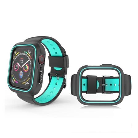 Apple Watch Series 4 40mm kaksivärinen silikoninen ranneke - Musta / Syaani Black