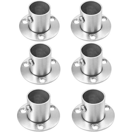 6 stk. rustfritt stål skapstang flensholder, stangbrakett, 22,5 mm flensrørbase med skruer for skap og rør opp til