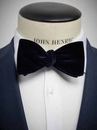 John Henric Men's Blue Velvet Bow Tie Size Self-tied