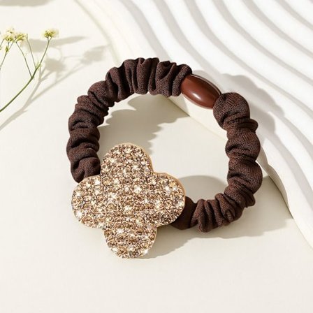 Klassisk Satinsløjfe til Hår med Refinert Blank Kløver Kaffe Brun