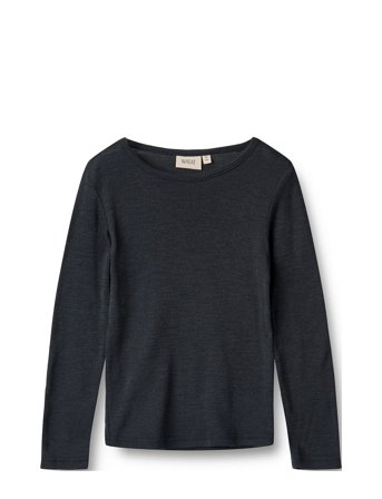 Wheat Wool T-Shirt L/S Alfie - Navy - 104