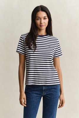 GANT - Striped Shield T-skjorte til dame evening blue