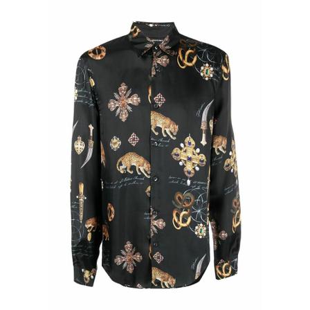 Just Cavalli, Shirts Zwart, Heren, Maat:M