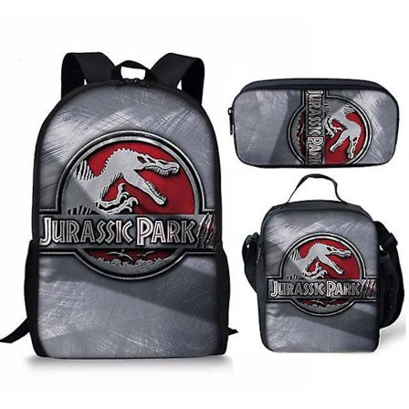 3 st/ set 16 tum Jurassic World Ryggsäck Kindergarten Bokväska Barn Start Skola Present Ryggsäck+lunchväska+pennväska