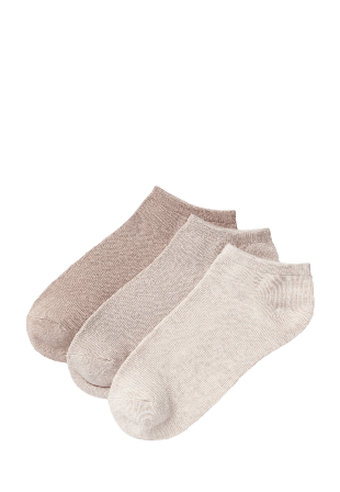 Å WOMAN Ankelstrumpor i bambumix, 3-pack Sockor Beige 36/38