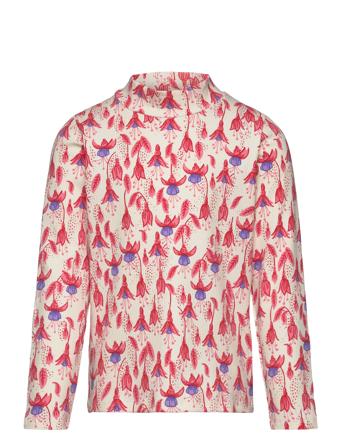 Fuchsia Aop High Neck Ls Tee Tops T-shirts Long-sleeved T-shirts Pink Mini Rodini