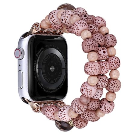 Apple Watch Series 8 (45mm) / Watch Ultra klockarmband i bodhi-formad pärlstil - Rosa